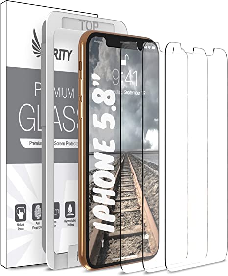 Purity Screen Protector for Apple iPhone Xs/iPhone X - 3 Pack (w/Installation Frame) Tempered Glass Screen Protector Compatible iPhone Xs, iPhone X (3 Pack) [Fit with Most Cases]