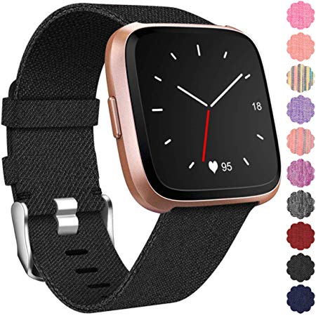 Maledan Replacement for Fitbit Versa Bands Women Men Large Small, Woven Fabric Accessories Strap Wrist Band Compatible with Fitbit Versa Smart Watch