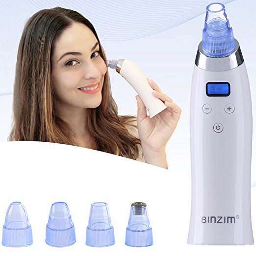 Blackhead Remover,Vacuum Blackhead Suction USB Rechargeable Extractor Tool with 4 Multi-Functional Probe, BINZIM Microdermabrasion Comedone Machine for Acne and Facial Pore Clean