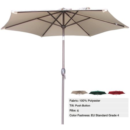 Abba Patio 9 Ft Market Outdoor Aluminum Patio Umbrella with Tilt and Crank  100 Polyester Fabric  Beige