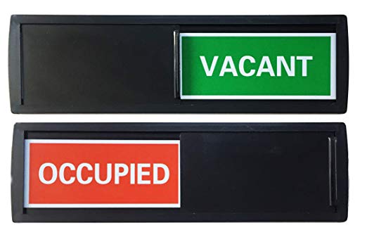 Vacant Sign with Color Options (Restroom Sign, Office Sign, Conference Sign, Privacy Sign, Occupied Sign) - Tells Whether Room in Vacant or Occupied (Black Red/Green Label)