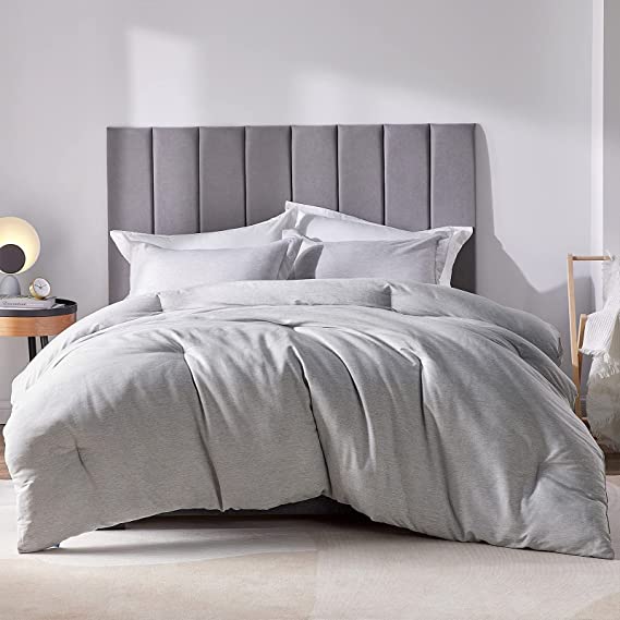 CozyLux King Comforter Set Grey Cationic Dyeing 3-Piece Soft Bed Set Gray Luxury Lightweight Fluffy Microfiber Down Alternative Duvet Insert for All Season (1 Comforter, 2 Shams)