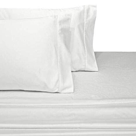 Exquisitely Lavish Sateen Solid Weave Bedding by Pure Linens, 600 Thread Count 100-Percent Plush Cotton, 4 Piece King Size Deep Pocket Hemmed Sheet Set, White