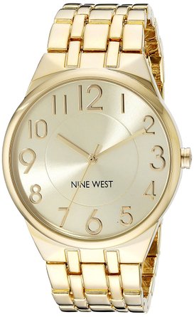 Nine West Women's NW/1756CHGB Easy To Read Dial Gold-Tone Bracelet Watch