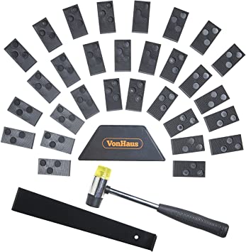 VonHaus Laminate Wood Flooring Installation Kit with 30 Spacers, Tapping Block, Pull Bar and Hard Rubber Mallet - Home and Professional Use