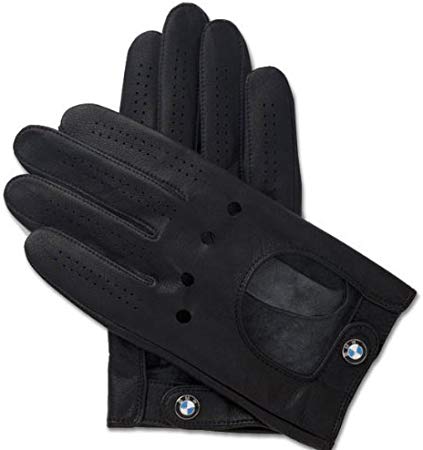 BMW Logo Black Leather Driving Gloves, Large