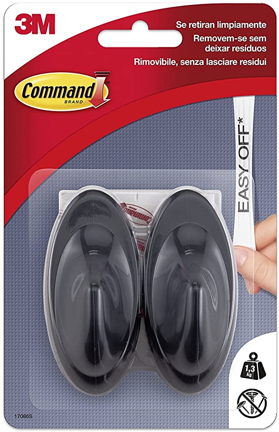 Command 17087Q - Pack of 2 Hooks Medium, Colour Grey Anthracite