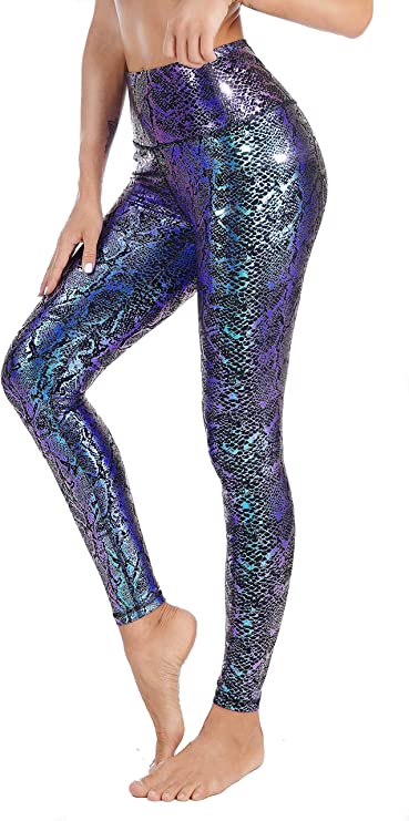 DOP DOVPOD Women's High Waisted Yoga Pants with Pockets Pattern Workout Sports Runnning Athletic Leggings