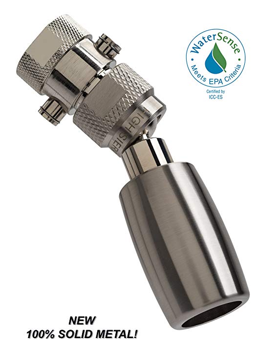 High Sierra's All Metal WaterSense Certified 1.8 GPM High Efficiency Low Flow Showerhead with Trickle Valve. Available in: Chrome, Brushed Nickel, Oil Rubbed Bronze, or Polished Brass