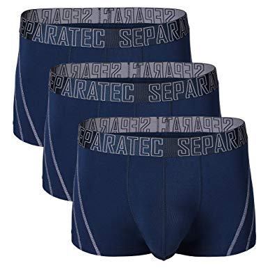 Separatec Men's 3 Pack Soft Bamboo Rayon Separate Pouches Trunks