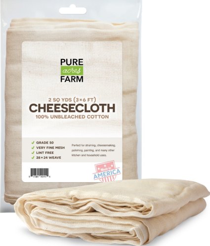 Cheesecloth - 18 Sq Feet: Grade 50 - 100% Unbleached Cotton - Filter - Strain - Reusable