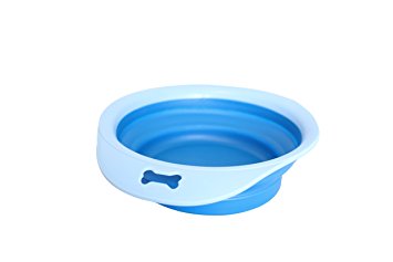 Silicone Collapsible Dog Bowl - Large Portable Bowl for Pet - Travel Anywhere - Folds Up for Compact Carry - Dishwasher Safe Easy to Clean