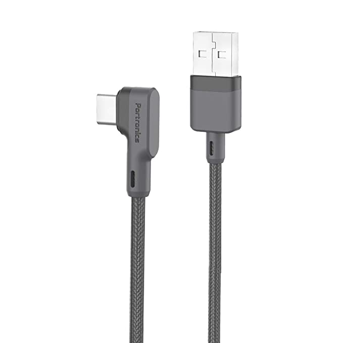 Portronics Konnect L Fast Charging 3A Type-C Cable 1.2Meter with Charge & Sync Function for All Type-C Devices (Grey)