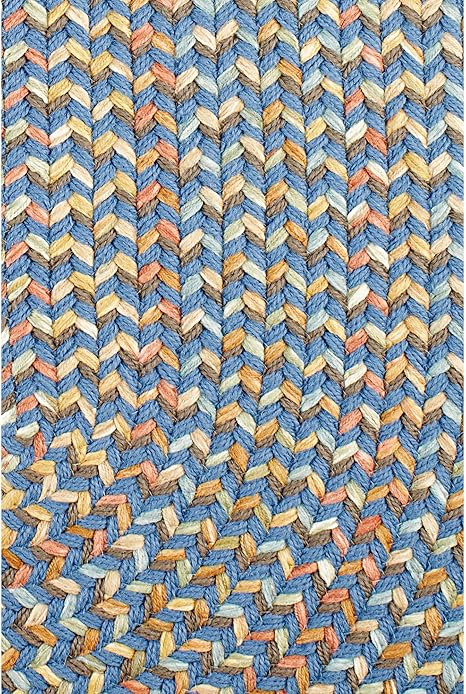 Super Area Rugs Confetti Braided Rug Traditional Rug, Marina Blue, 6' X 6' Round