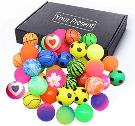 Jatidne 24 Pieces Super Bouncy Balls Party Bags Fillers for Kids Large Assorted School Prize Festival Gifts 30mm