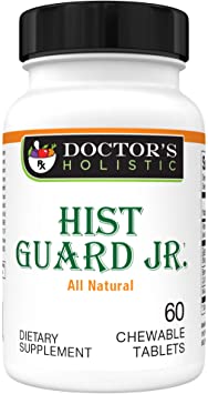 Hist Guard Jr | Formerly Seasonal De Hist Jr | Safe, Natural Children's Allergy Medicine | 60 Mildly Sweetened Tablets | Compare D-Hist Jr