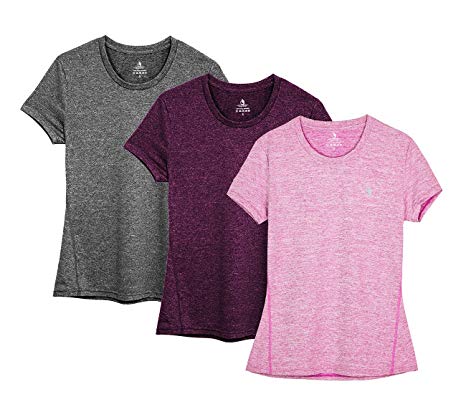 icyzone Workout Running Tshirts for Women - Fitness Athletic Yoga Tops Exercise Gym Shirts (Pack of 3)