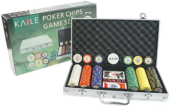 KAILE Clay Poker Chips Set Heavy Duty 14 Gram Chips Texas Holdem Cards Game Blackjack Gambling Chips with Aluminum Case