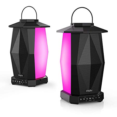 Olafus Bluetooth Speaker 2 Pack for 5.8Ghz Wireless Pairing, IPX5 Waterproof Indoor Outdoor Lantern Speakers with LED Mood Lights, 20H Long Playtime, Powering for Holiday Party, 100ft Bluetooth Range