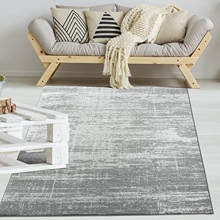 Antep Rugs Abstract 5x7 Modern Indoor Area Rug Amg045 (Gray, 5'3" x 7')