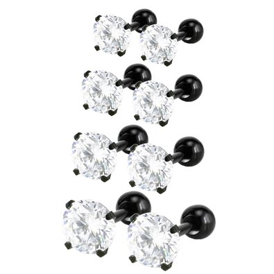 Charisma Stainless Steel Cubic Zirconia CZ Pave Crystal Cartilage Helix Tragus Barbell Stud Earrings