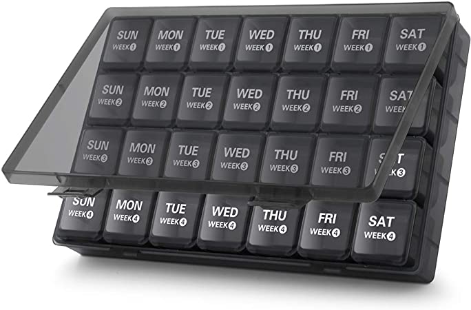 Large Monthly Pill Organizer 28 Day Pill Box Organizerd by Week, TookMag Large 4 Weeks One Month Pill Cases with Dust-Proof Container for Pills/Vitamin/Fish Oil/Supplements