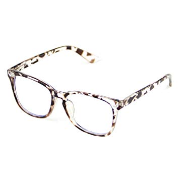 Cyxus Blue Light Blocking [Spring Hinge] Glasses, Clear Lens (Leopard Print)