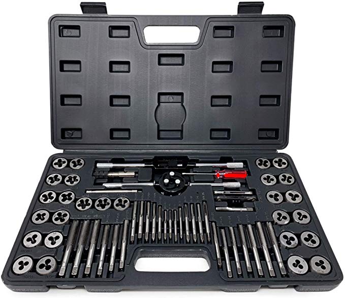 Segomo Tools 60 Piece Metric & SAE Threading Tap & Die Tool Set with Storage Case - TD60MMSAE