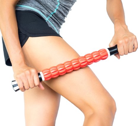 Muscle Roller Stick - Massage Stick - Premium Quality Reinforced Steel Core - Treat Muscle Soreness, Stiffness, and Increase Blood Flow - 17.5"