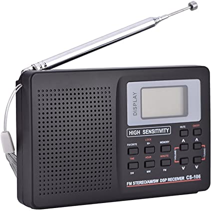 Portable AM FM Radio, ASHATA FM/AM / SW/LW / TV Sound Full Frequency Receiver Receiving Radio Shortwave Radio Alarm Clock with Button Automatic Backlight Function(10K)