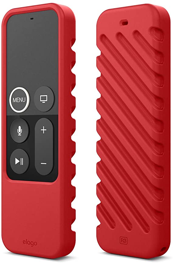 elago R3 Protective Case Compatible with Apple TV Siri Remote 4K (5th) / 4th Generation (Red) - Extra Protection, Lanyard Included