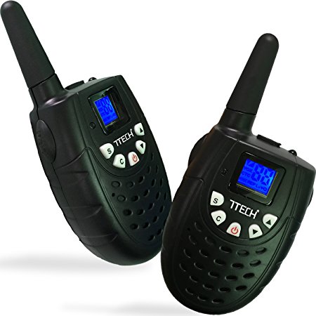 7TECH Walkie Talkies For Kids 22 Channel FRS GMRS 121 Code 2 Way Radio (Up to 5KM) 1 Pair in Black