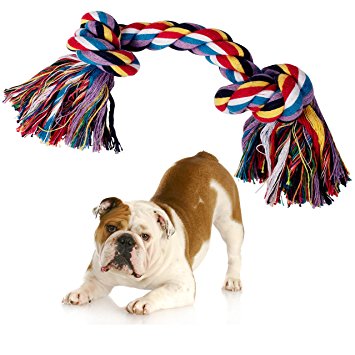 Best Knot Rope Bone Dog Toy By I-Love Pets: Extra Durable Tough Dog Chew Toy- For Interactive Tug-Of-War, Toss, Fetch Games-Puppy Teething Pain Relief & Dental/ Oral Health-100% Natural Cotton Fibers