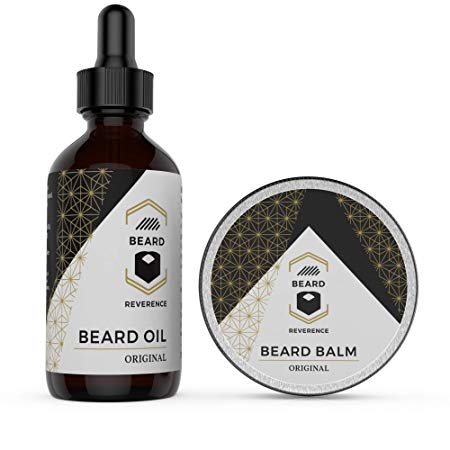 Beard Oil and Beard Balm by Beard Reverence – Premium All Natural 60ml Leave-in Conditioner Oil   60g Beard Butter Mustache Wax – Beard and Mustache Grooming Kit for Styling, Growth, and Health