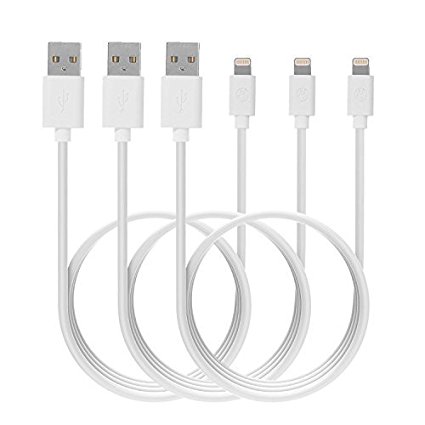 iPhone 5 Cable,  3 Packs 6.5ft Apple MFi Certified Lightning to USB Sync Cable 2 Meters Data Cable Charger Cord for iPhone 6 6s Plus 5s 5c 5, iPad Air 2 Mini 4 Pro iPod