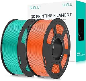 SUNLU 3D Printer Filament Bundle PLA Plus 1.75mm, Neatly Wound Filament 2KG, PLA  Filament for Most FDM 3D Printer, 1 kg Spool, 2 Packs, Sunny Orange Mint Green