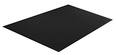 Comfort Step 3/8" Anti-Fatigue Mat with Ribbed Emboss, Solid Black, 3' x 12'