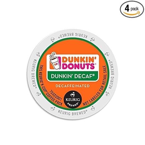 Dunkin' Donuts Decaf Coffee K-Cups, 24 count/box - Pack 0f 4(total 96 count)