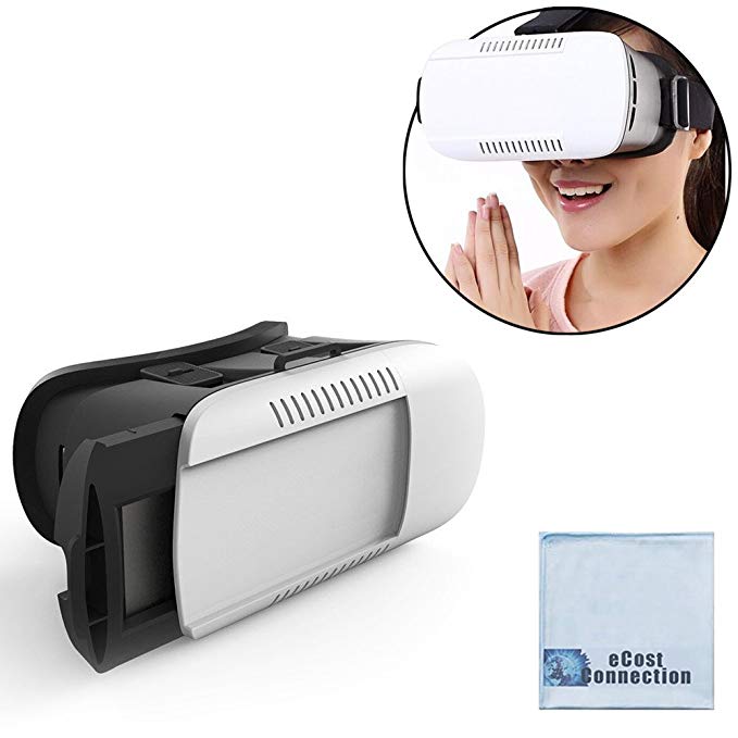 VR BOX: 3D Virtual Reality Glasses for All Smartphones such as: iPhone 6, 6 Plus, 5s, 5, Samsung Galaxy, Android Phones &More   eCostConnection Microfiber Cloth