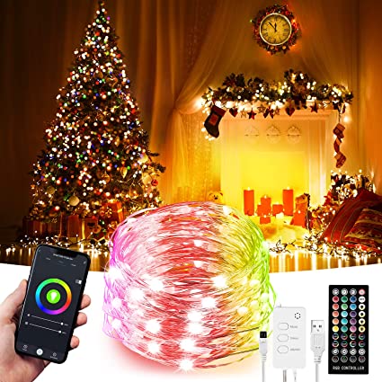 32.8ft LED Indoor String Lights, Music Sync Color Changing Dreamcolor LED Strip Lights Kit with, WiFi Wireless Smart Light Strip Works with Alexa Google Assistant App Control Room,Christmas, Parties