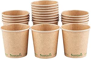 Restaurantware Sustain 4 Ounce Hot Cups 50 Single Wall Coffee Cups - Lids Sold Separately Leakproof PLA Coating Compostable Kraft Paper Cups Tolerates Up To 212F For Hot Or Cold Beverages