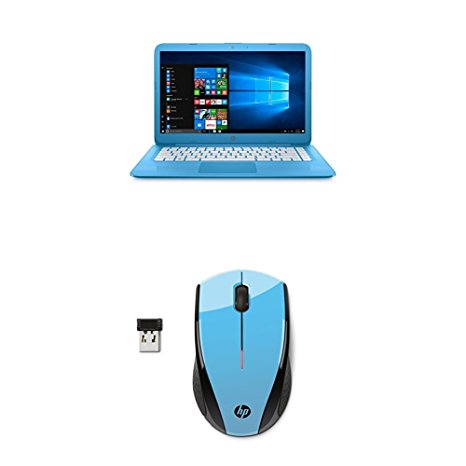 HP Stream Laptop PC 14-ax010nr (Intel Celeron N3060, 4 GB RAM, 32 GB eMMC) with Office 365 Personal for one year and HP X3000 Wireless Mouse, Blue (K5D27AA#ABL)