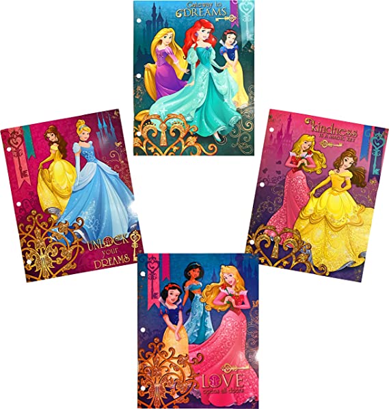 Disney Princess Two Pocket Portfolio Folders - Set of 4
