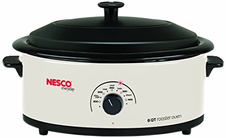 Nesco 4816-14 Roaster Oven with Porcelain Cookwell, 6-Quart, White