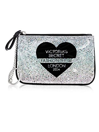 Victoria's Secret Bling Fashion Show 2014 Silver Mini Bag Wristlet Make-up Cosmetic Bag with Key Ring