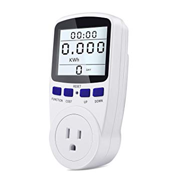 Kuman Electricity Usage Monitor Plug Power Meter Energy Watt Voltage Amps Meter with Digital LCD Display,Overload Protection and 7 Display Modes for Energy Saving (Backlight)