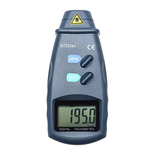 QWORK 20713A Digital Tachometer RPM Meter, Highly Accurate 2.5~99,999 RPM Easy-to-Read LCD Screen Non Contact Rotation Photo Perfect for Measuring Motors, Machine Parts, Lathes