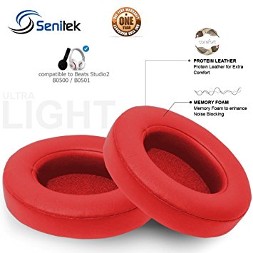 Studio 2 Memory Foam Ear Cover - Protein Leather Replacement Parts Ear Cushion Pads Earpads Ear Cups for Beats Studio 2.0 Wired / Studio 2.0 Wireless B0500 / B0501 Headphone - Red