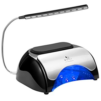 Nail Lamp, USpicy 48W LED UV Nail Dryer for Gel Based Polishes with Automatic Sensor, USB Light (double click on the 120s button to active), Pull-down Cover, Acrylic Plate, and Three Timer Settings (30s, 60s, 120s)