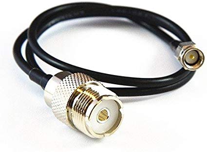 Yaesu Handheld to PL259 Cable- SMA male plug to UHF female Coaxial Jumper connects to UHF Mobile and Base Antennas - 3 ft(1 Meter) Coax SO-239 to SMA